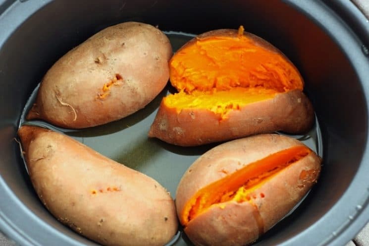 Sweet Potatoes in the Slow Cooker. Creamiest potato ever!